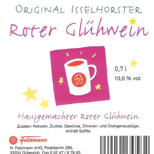 Roter Winzer-Glühwein <p><small><FONT COLOR="#000000"> Feldmann Getränke </FONT></small> </p>